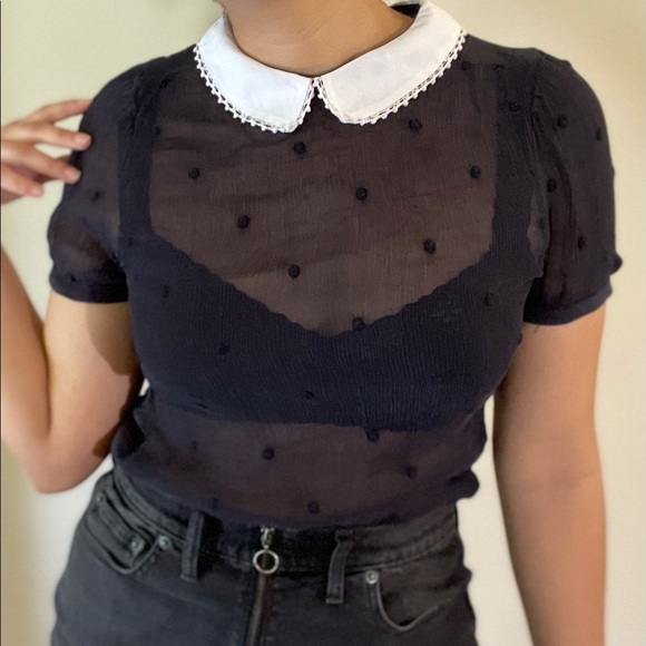 Sheer Polka Dot Blouse - Picture 1 of 7